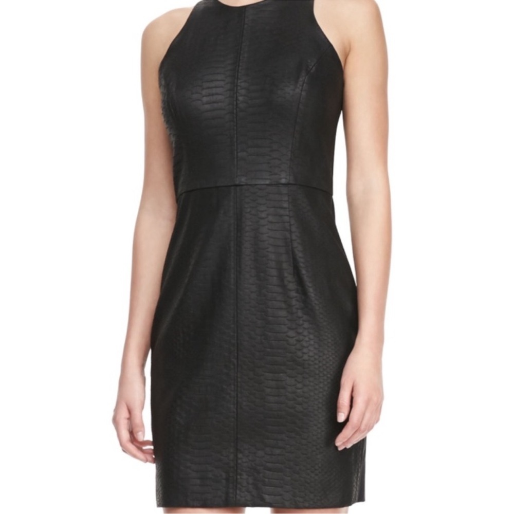 Milly Python Lambskin Leather Racerback Dress - Picture 2 of 12